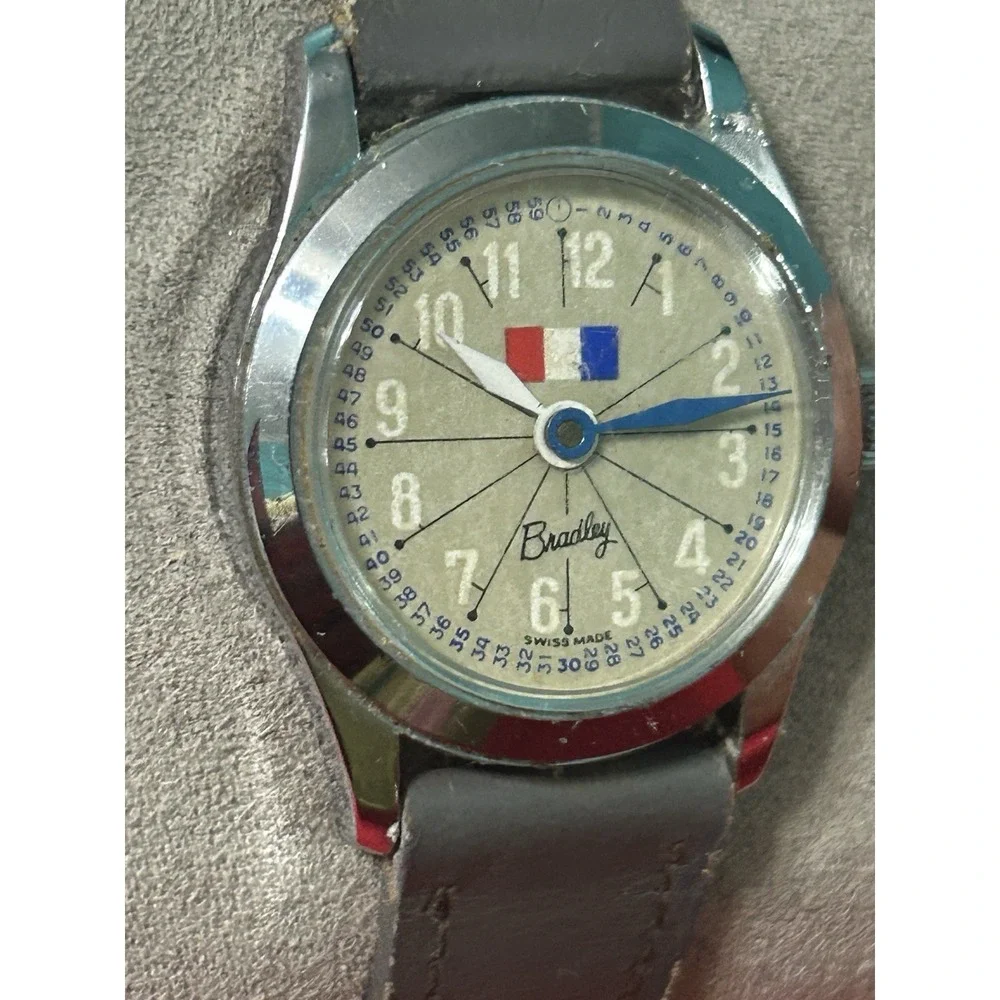 Vintage Bradley France Flag Logo Wind Up Womens Watch Swiss Made AS IS